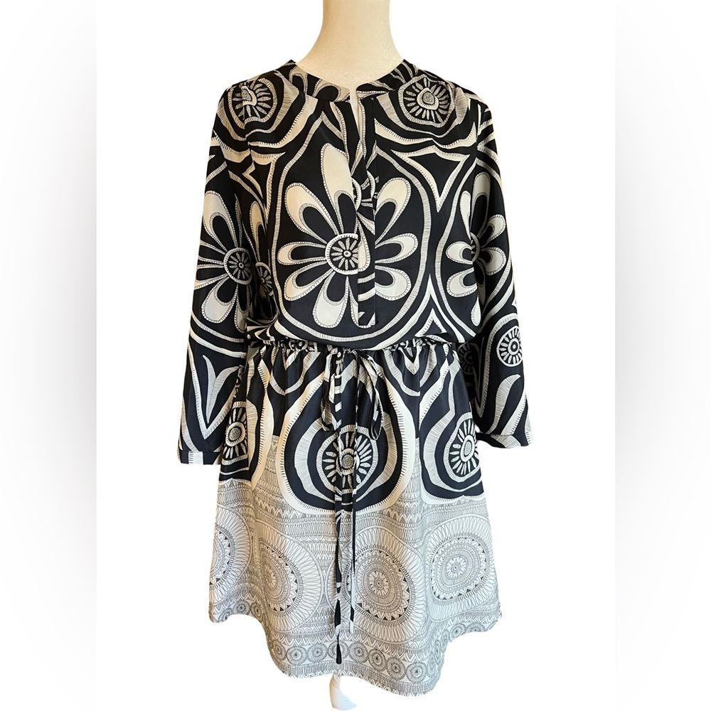 Anthropologie Maeve Gregarious Garden Dress Artsy Floral Mandala Abstract Boho S